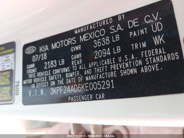 KIA FORTE FE 2019 3KPF24AD6KE005291 Image 9