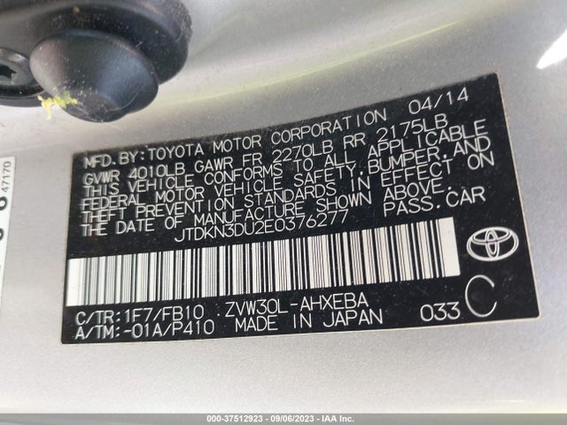 Toyota Prius Four/five/three/one/two 2014 JTDKN3DU2E0376277 Image 15