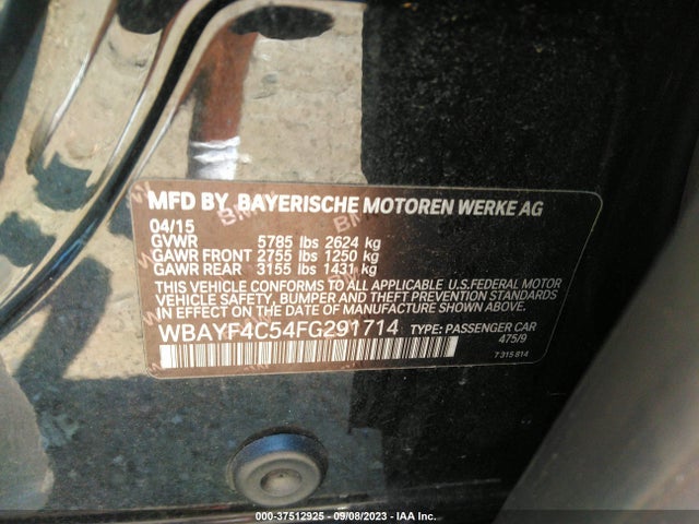 2015 BMW 7 SERIES 740LI XDRIVE VIN: WBAYF4C54FG291714