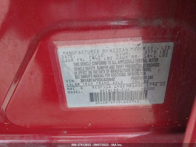 2013 NISSAN SENTRA SV VIN: 3N1AB7APXDL625942