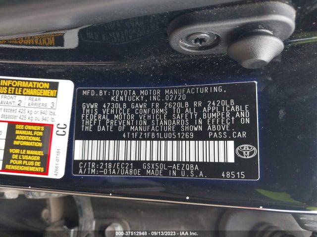 2020 TOYOTA AVALON TRD VIN: 4T1FZ1FB1LU051269