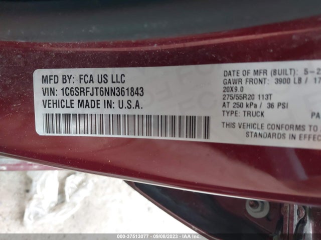 1C6SRFJT6NN361843 RAM 1500 Laramie