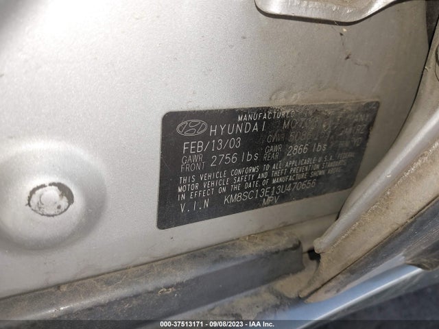 2003 HYUNDAI SANTA FE GLS/LX VIN: KM8SC13E13U470656