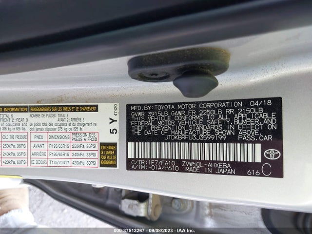 Toyota Prius Two/two Eco/three 2018 JTDKBRFU3J3599199 Image 9