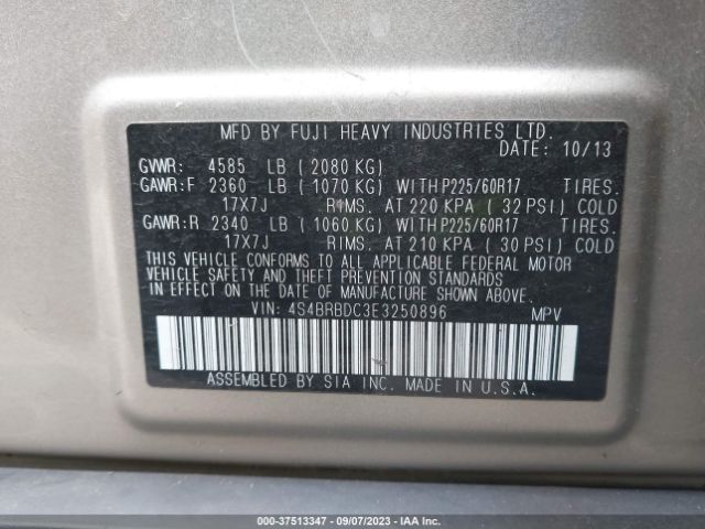 4S4BRBDC3E3250896 Subaru Outback 2.5i Premium