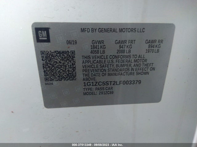 Chevrolet MALIBU LS 2020 1G1ZC5ST2LF003379 Image 9