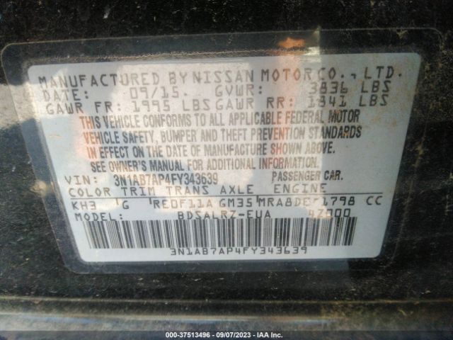 3N1AB7AP4FY343639 Nissan Sentra Fe+ S/sv/s/sr/sl