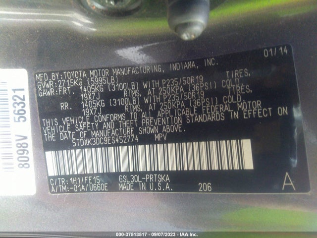 Toyota SIENNA SE 2014 5TDXK3DC9ES452774 Image 9