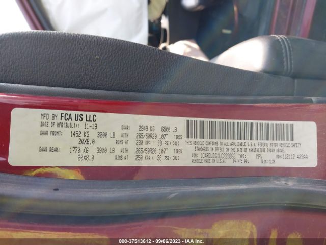 1C4RDJDG1LC223868 Dodge DURANGO GT