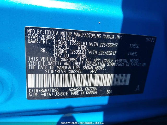 Toyota RAV4 LE 2020 2T3H1RFV7LC062200 Image 9