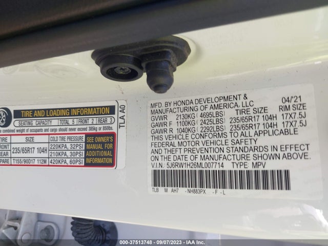 Honda CR-V LX 2021 5J6RW1H26ML007714 Image 9