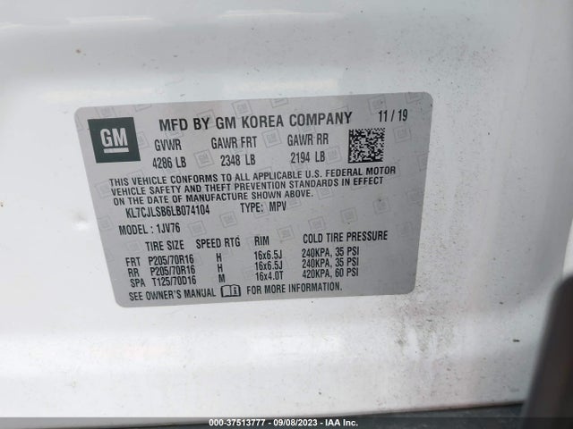 Chevrolet Trax Lt 2020 KL7CJLSB6LB074104 Image 9
