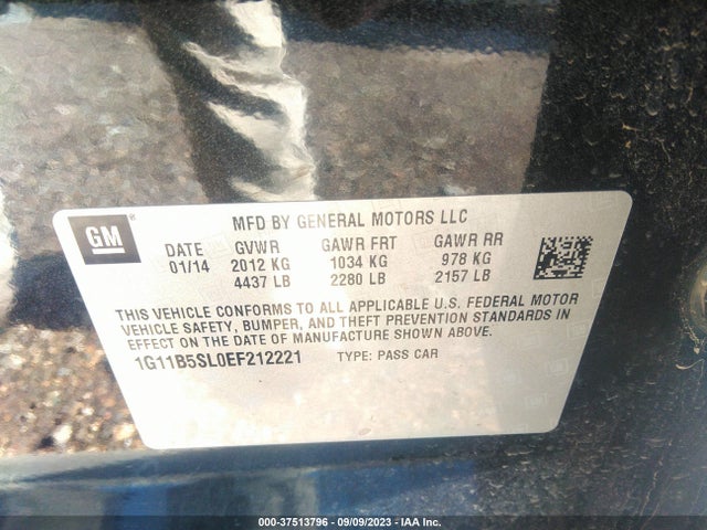 Chevrolet MALIBU LS 2014 1G11B5SL0EF212221 Image 9