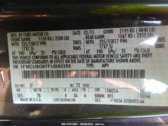 1FMCU9G97FUB50355 Ford ESCAPE SE