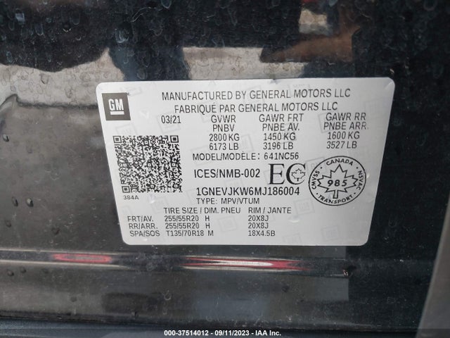 Chevrolet Traverse Rs 2021 1GNEVJKW6MJ186004 Image 9
