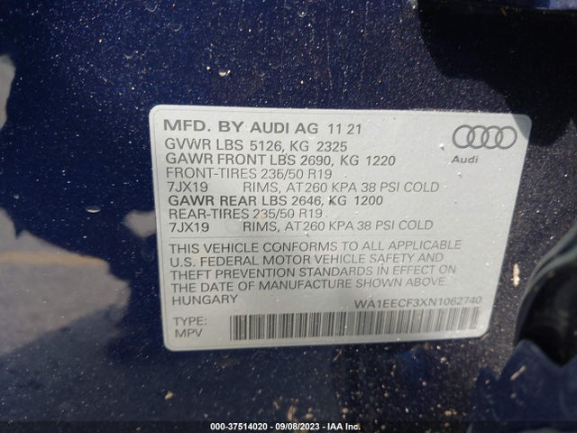 WA1EECF3XN1062740 Audi Q3 S Line Premium Plus