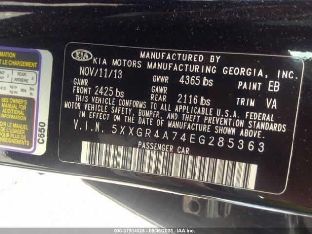 5XXGR4A74EG285363 KIA OPTIMA SX