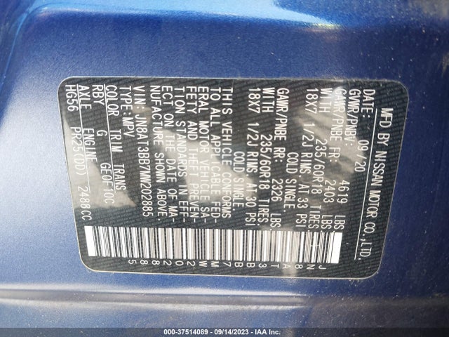 Nissan ROGUE SV 2021 JN8AT3BB7MW202885 Image 9