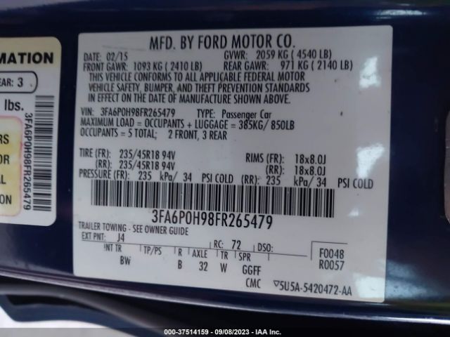 3FA6P0H98FR265479 Ford FUSION SE