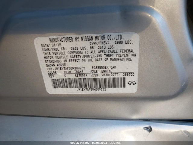 JN1EV7AP5GM300232 Infiniti Q50 3.0t Premium