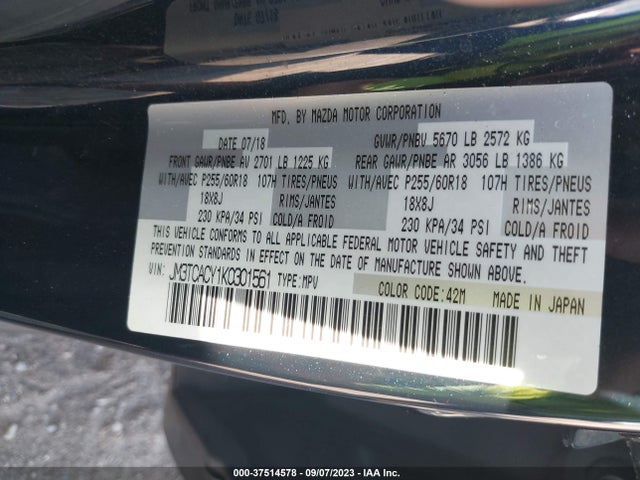 Mazda Cx-9 Touring 2019 JM3TCACY1K0301561 Image 9
