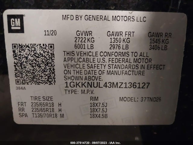 GMC ACADIA SLT 2021 1GKKNUL43MZ136127 Image 9
