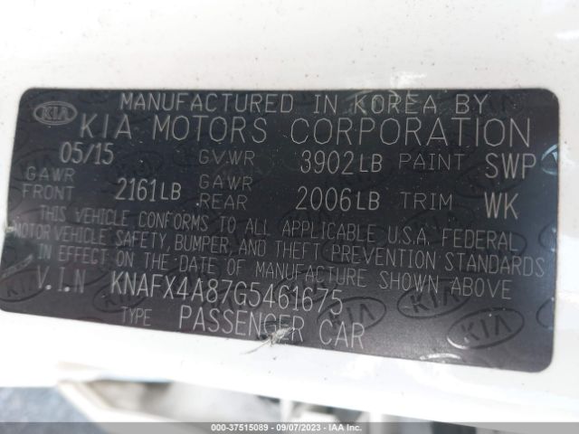 KNAFX4A87G5461675 KIA FORTE EX