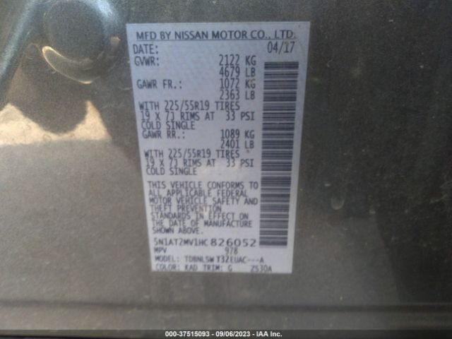5N1AT2MV1HC826052 Nissan Rogue Sl