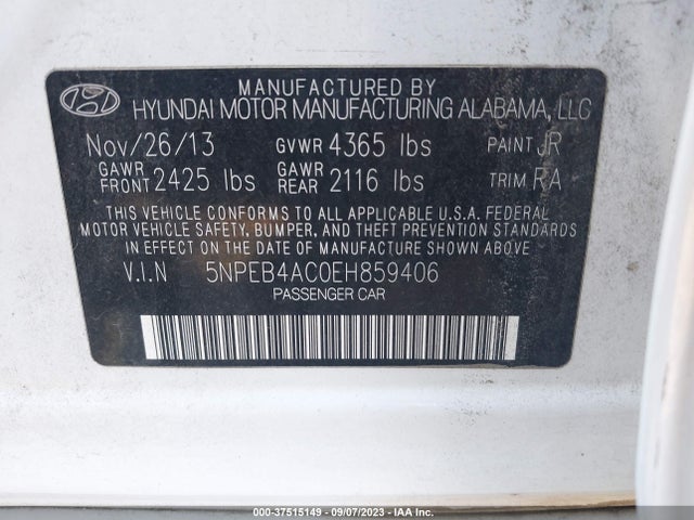 Hyundai SONATA GLS 2014 5NPEB4AC0EH859406 Image 9