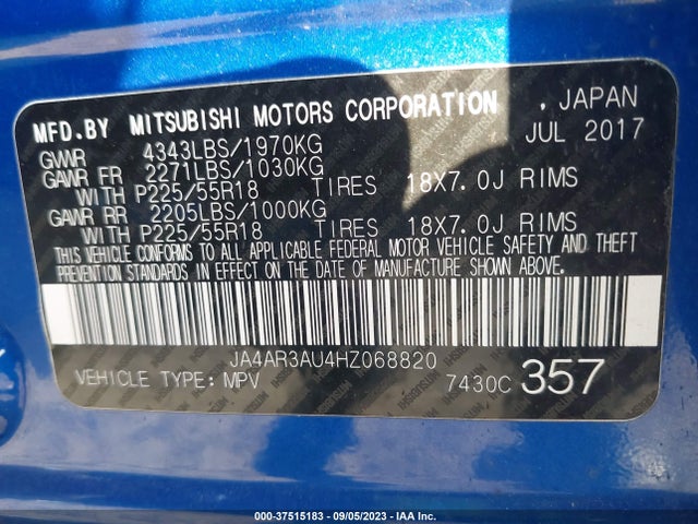 JA4AR3AU4HZ068820 Mitsubishi Outlander Sport 2.0