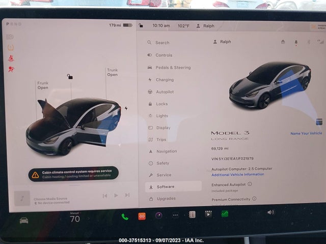 Tesla Model 3 Range Battery 2018 5YJ3E1EA1JF021979 Image 7