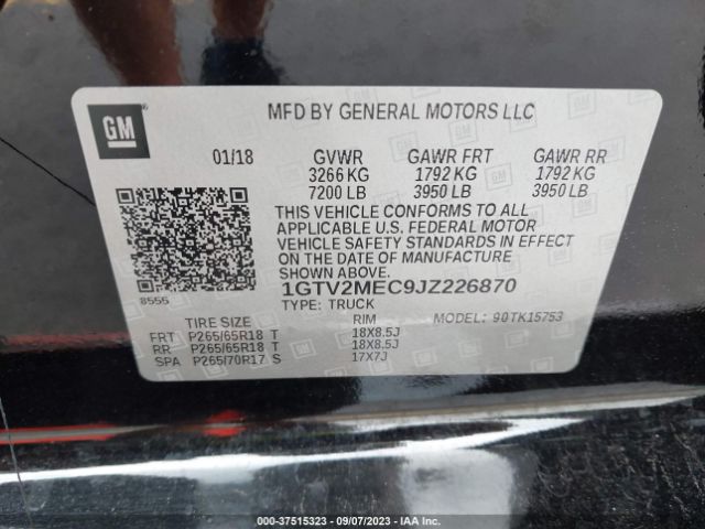 1GTV2MEC9JZ226870 GMC Sierra 1500 Sle