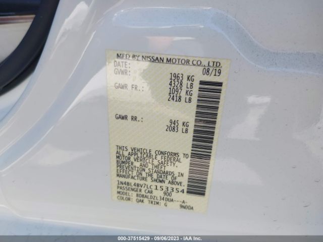 1N4BL4BV7LC153354 Nissan Altima 2.5 S