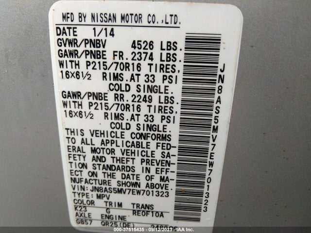 Nissan Rogue Select S 2014 JN8AS5MV7EW701323 Image 9