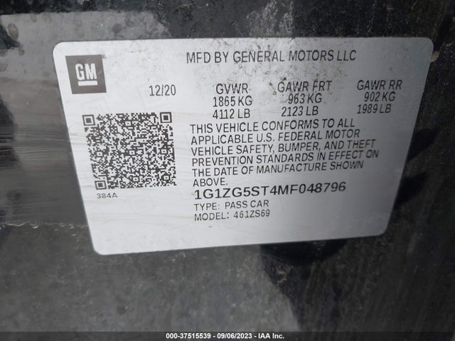 Chevrolet MALIBU RS 2021 1G1ZG5ST4MF048796 Image 9