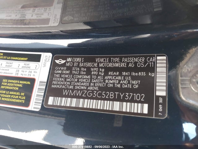 2011 MINI COOPER CLUBMAN WMWZG3C52BTY37102 Photo 8