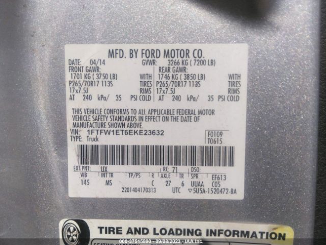 1FTFW1ET6EKE23632 Ford F-150 Xl/xlt/fx4/lariat