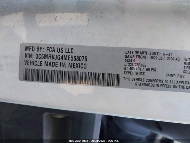 3C6MRVJG4ME568076 RAM Promaster Cargo Van