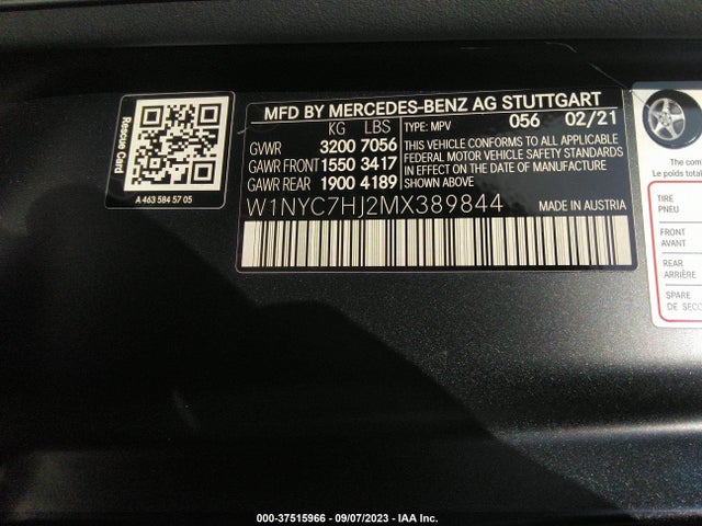 2021 Mercedes-Benz G-Class, VIN: W1NYC7HJ2MX389844