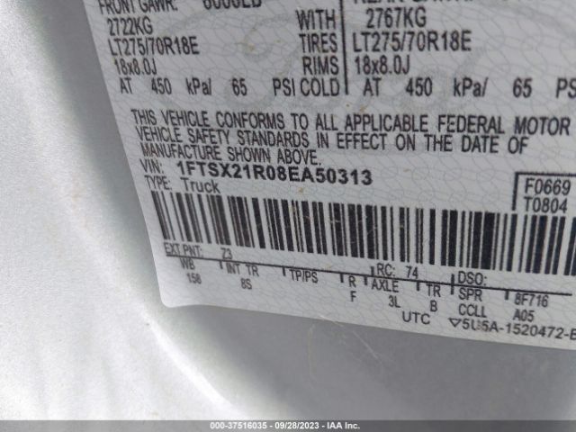 2008 FORD SUPER DUTY F-250 1FTSX21R08EA50313 Photo 8