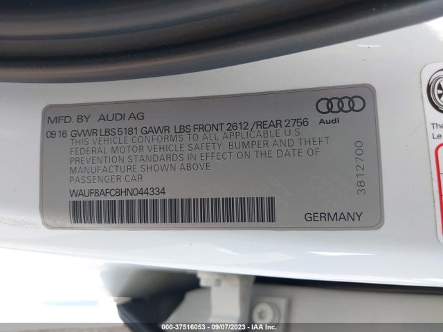 WAUF8AFC8HN044334 Audi A6 PREMIUM