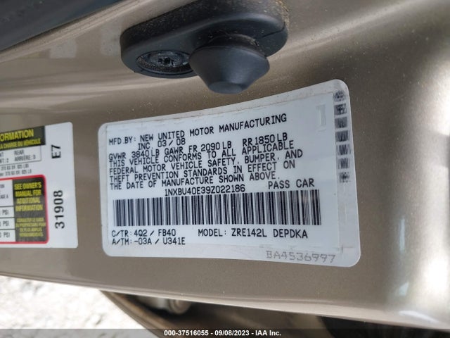 2009 TOYOTA COROLLA 1NXBU40E39Z022186 Photo 8