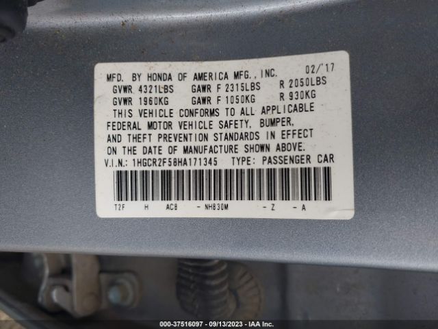 1HGCR2F58HA171345 Honda Accord Sedan Sport