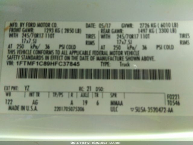 1FTMF1C89HFC37845 Ford F-150 Xl/xlt