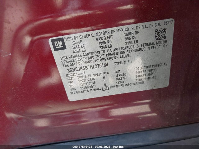 Chevrolet TRAX LS 2017 3GNCJKSB7HL276184 Image 9