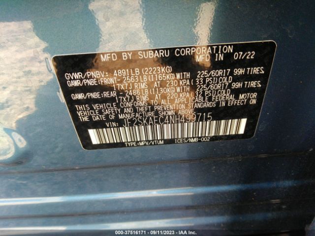 JF2SKAEC4NH499715 Subaru Forester Premium