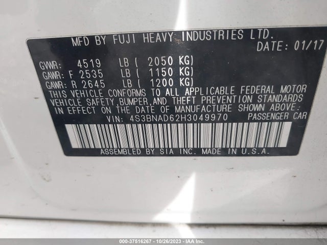 Subaru Legacy Premium 2017 4S3BNAD62H3049970 Image 9
