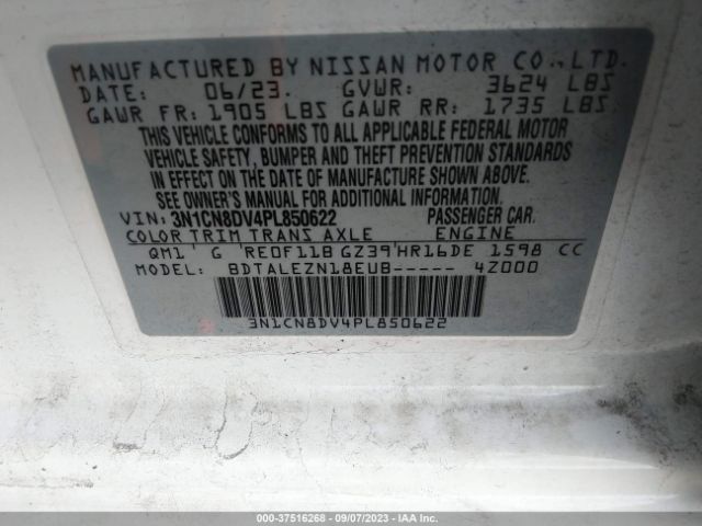 3N1CN8DV4PL850622 Nissan Versa 1.6 S Xtronic Cvt