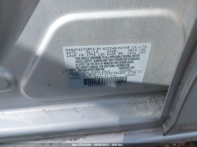 3N1AB7AP3FL665153 Nissan Sentra Sr/sl/s/sv/fe+ S