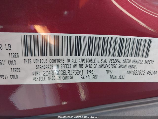 2C4RDGCG6LR175201 Dodge Grand Caravan Sxt